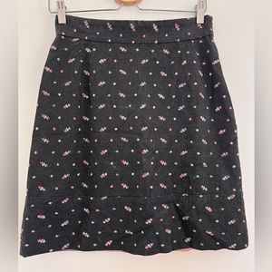 Anthropologie Odille Wallfia Floral Embroidered Gray Skirt